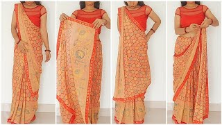 How to Drape Saree in Different Style for Beginners  Party wear saree wearing  Unique style [upl. by Notsgnik]