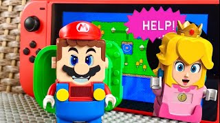 Lego Mario enters the Nintendo Switch to save Peach on the Super Mario World map legomario [upl. by Arber]