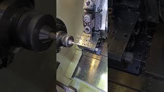 cnc lathe machining a brass part [upl. by Notgnimer]