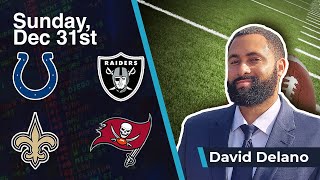 Raiders vs Colts and Saints vs Bucs 123123 Free NFL Betting Pick from David Delano [upl. by Tannie]