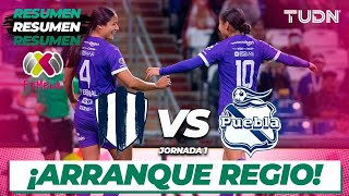 Highlights  Rayadas vs Puebla  Liga Mx Femenil  CL2024 J1  TUDN [upl. by Notxed]