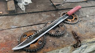 Forging a SWORD out of Rusted Iron SPROCKET [upl. by Nlocnil]