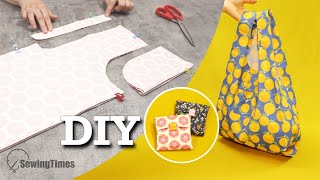 Bag in a Pocket🔖 DIY Reusable Shopping Bag with BuiltIn Pocket Tutorial [upl. by Clothilde164]