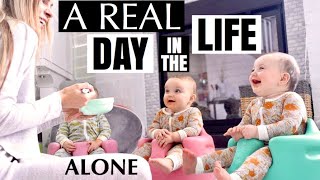 Mom’s REAL day in the life with triplets all alone  The TRUTH of my life [upl. by Rosalinde]