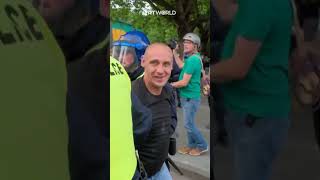 Farright protesters clash with British police in Bristol [upl. by Airret806]