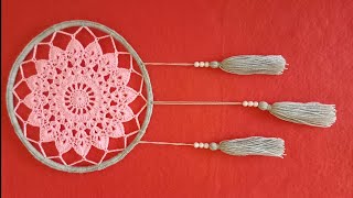 Learn how to Crochet a lace doily dream catcher  Crochet dream catcher Tutorial [upl. by Anirehc]