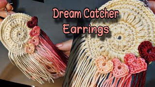 How To Crochet Step By Step An Easy Dreamcatcher Earrings  Crochet Dreamcatcher [upl. by Draude]