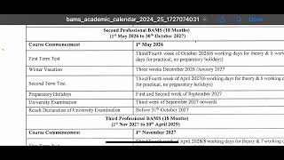 NCISM ACADEMIC Calendar 202425 Batch  BAMS BHMS BUMS Academic Calendar New Batch 202425 [upl. by Manda]