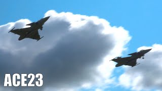 Gripen C Pair Approaching And Landing In Formation  ACE23 4K [upl. by Eetnahs907]