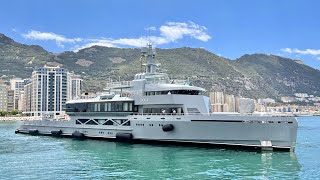 BOLD 85m Navy Themed Superyacht Docking In Gibraltar 4K [upl. by Nala]