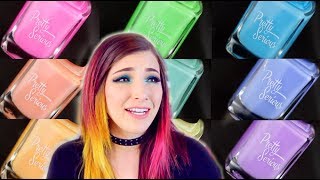 GIANT PASTEL NEON NAIL POLISH SWATCHREVIEW  Pretty Serious Cosmetics  KELLI MARISSA [upl. by Hobey]