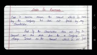 CORPORATE ACCOUNTING MEANING OF CALLS IN ARREARSCHAPTER1 PART23HANDWRITTEN NOTESSSCOACHING [upl. by Neetsirk]