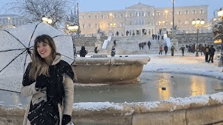 SNOWING IN ATHENS GREECE 24th of January 2022 ATHENS CITY WALKING TOUR IN HEAVY SNOW 4k60fps [upl. by Monica]