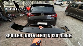 Spoiler installed in my i20 nline  awesome looks 🚀  price [upl. by Arymahs]