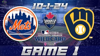 10124 New York Mets vs Milwaukee Brewers Game 1 Game Audio  MLB Wild Card Streamcast amp Chat [upl. by Nananne]