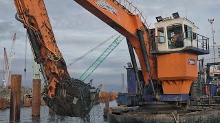 Barge mounted Demag Dredging Harbour [upl. by Treborsemaj]