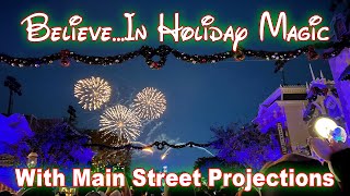 4K Believe in Holiday Magic Fireworks Show at Disneyland with Main Street Projections [upl. by Ellehsem]