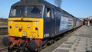 UK DRS Floodex train seen at Workington station Cumbria with Class 47 amp 57 locomotives [upl. by Ateuqal]