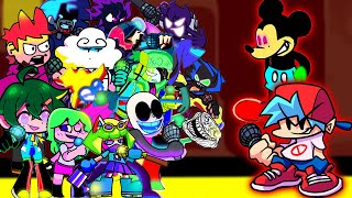 FNF Unhappy VS Mickey Mouse NEOBut Every Turn a Different Character Sings🎵Everyone Sings Unhappy [upl. by Warrick]