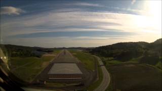 KRISTIANSAND KJEVIK NORWAY Cockpit GoPro view amazing approach with ATC and taxy to Parking [upl. by Anallise188]