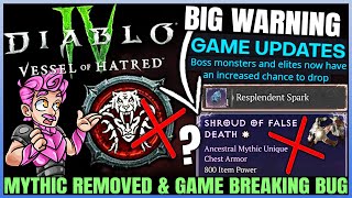 Diablo 4  CONFIRMED GAME BREAKING Uniques Resplendent Spark Warning BIG Update Glitches amp More [upl. by Rehprotsirhc873]