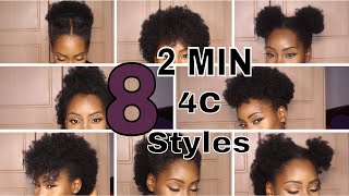 8 SUPER QUICK HAIRSTYLES ON SHORT 4C HAIR [upl. by Atwater922]