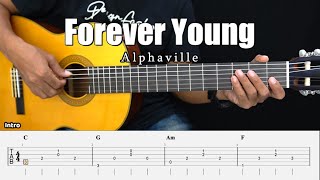 Forever Young  Alphaville  Fingerstyle Guitar Tutorial  TAB amp Lyrics [upl. by Airtemak549]