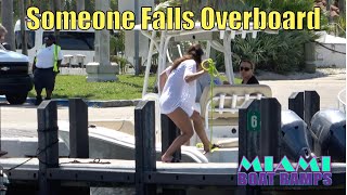 Someone Goes Overboard  Miami Boat Ramps  Black Point Marina [upl. by Otrebor703]