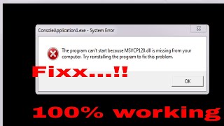 How To Fix msvcp120dll Missing Error 100 Working  Windows 1087 2017 Tutorial [upl. by Ylim901]