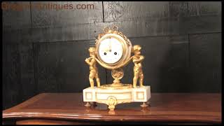 Antique French Ormolu and White Marble Cherub Clock by Vincenti 3694 [upl. by Bennie]