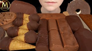 ASMR Chocolate Ice Cream Magnum Dark Truffle Donut Cookie Sandwich Snickers Twix Dove Mochi [upl. by Nidya]