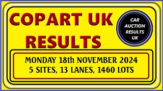 COPART UK AUCTION RESULTS FOR MONDAY 181124 [upl. by Reste]