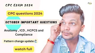 CPC exam 2024 ll October month questions  Part 1 ll Pattern update 🤨 cpcexam cpc aapc cpt [upl. by Akcimat]