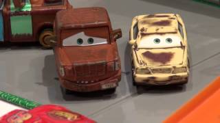 Disney Pixar Cars Re enactment scene with Lightning McQueen Rusty Dusty Fred and Donna Pits [upl. by Nwahsirhc]