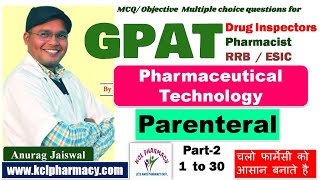 MCQ on Parenteral Dosage Form  Part2  Pharmaceutical Technology   Solve With Anurag Jaiswal [upl. by Anevad]