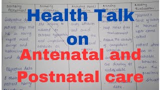 Health Talk on Antenatal and Postnatal care  Bsc nursing GNMMSc nursing nursingsecrets norcet [upl. by Sivar]