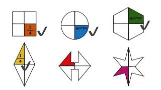 Fractions Year 1  Finding Quarters of Shapes [upl. by Esylla]