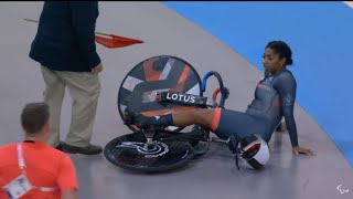 Kadeena Cox Bad fall in Womens 500m time trial C45 Para cycling Track final at Paralympics Paris [upl. by Belicia]