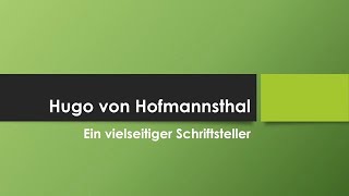 Hugo von Hofmannsthal [upl. by Asirem]