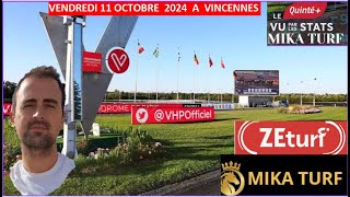 PRONOSTICS TURF 100 QUINTE VENDREDI 11 OCTOBRE 2024 A VINCENNES [upl. by Judsen124]