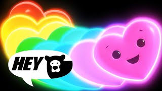 Hey Bear Sensory  Happy Hearts Disco  Dance Video with Funky Music [upl. by Dewie]