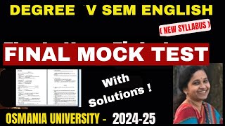 How to Solve Degree NEW V semester English Model Question paper 202425 II Degree 3rd year [upl. by Georgie114]