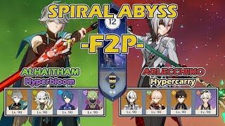 ABYSS 51 ON MY F2P ACCOUNT Alhaitham Hyperbloom amp Arlecchino Hypercarry  Spiral Abyss  Genshin [upl. by Lahtnero]