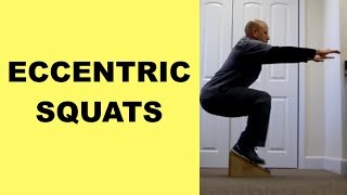 Heal Patellar Tendonitis With Eccentric Squat Exercises on a Slant Board  Jumpers Knee [upl. by Fabozzi222]