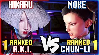 Hikaru 1 Ranked AKI vs Moke 1 Ranked ChunLi STREET FIGHTER 6 Showdown [upl. by Doris554]