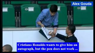 painful Ronaldo wants to give fan an autograph but pen does not work Wolfsburg Vs Real Madrid [upl. by Yenruogis]