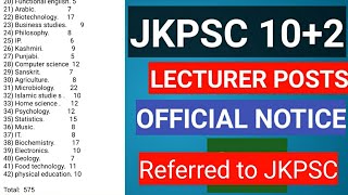 JAMMU AND KASHMIR JKPSC 102 LECTURER POSTS OFFICIAL NOTICE [upl. by Haridan]