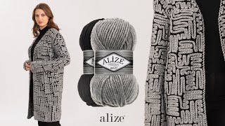 Alize Superlana Maxi ile Zincir İşi Hırka • Chain Stitch Cardigan • Кардиган с воздушными петлями [upl. by Tonry581]