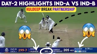 DAY2 IndiaA vs IndiaB Highlights Duleep Trophy 2024 Musheer khan 😱 Kuldeep break partnership [upl. by Aihcrop]