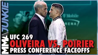 UFC 269 faceoffs Charles Oliveira Dustin Poirier get nosetonose [upl. by Baumann]